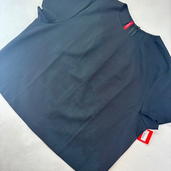 SPANX 3X Black Tunic Top Short Sleeve Career Business Casual Blouse Funnell New - Picture 1 of 11